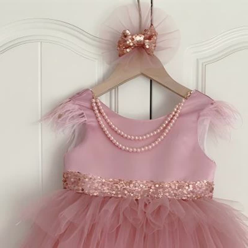 Mesh & Satin Sequins Pearl Sleeveless Midi Dresses - image 4