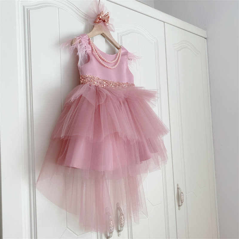 Mesh & Satin Sequins Pearl Sleeveless Midi Dresses - image 3