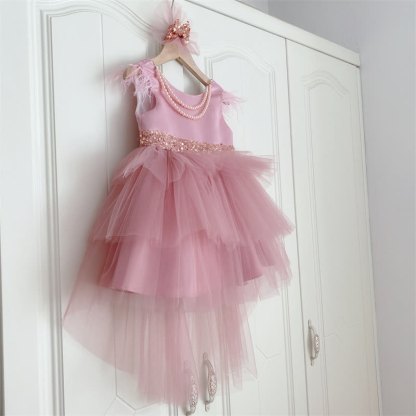 Mesh & Satin Sequins Pearl Sleeveless Midi Dresses - image 3