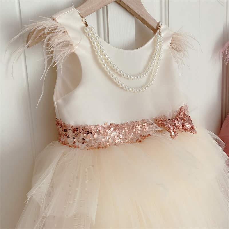 Mesh & Satin Sequins Pearl Sleeveless Midi Dresses - image 8