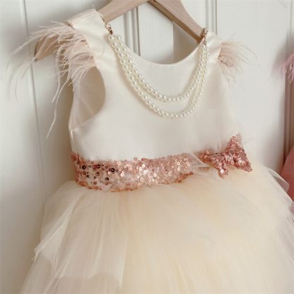 Mesh & Satin Sequins Pearl Sleeveless Midi Dresses - image 8