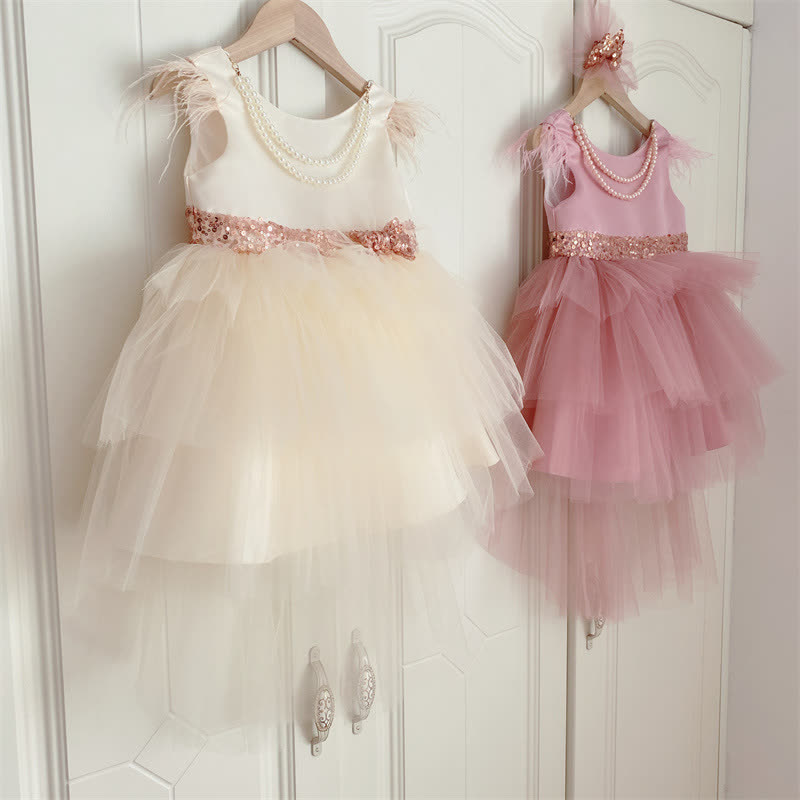 Mesh & Satin Sequins Pearl Sleeveless Midi Dresses - image 7