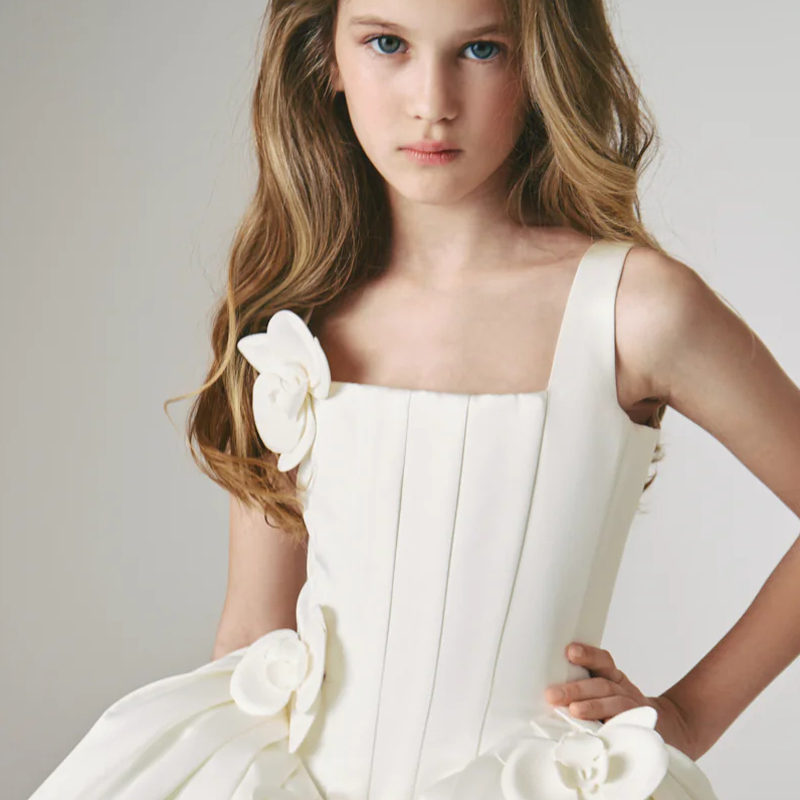 Satin Rosette Sleeveless Short Dresses - image 2