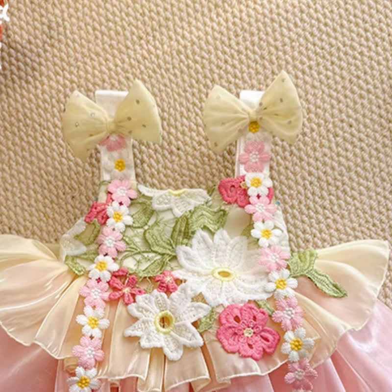 Organza Bow Embroidery Sleeveless Short Dresses - image 4