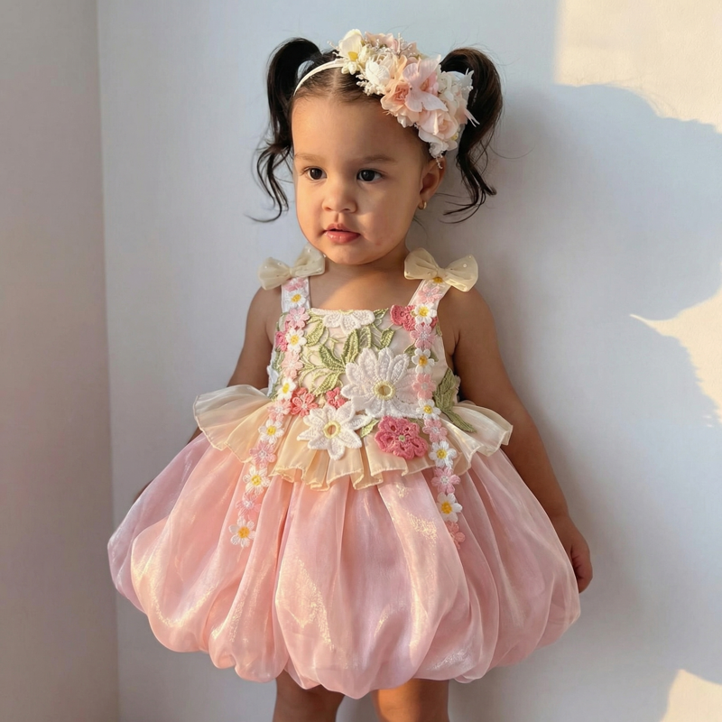 Organza Bow Embroidery Sleeveless Short Dresses - image 2