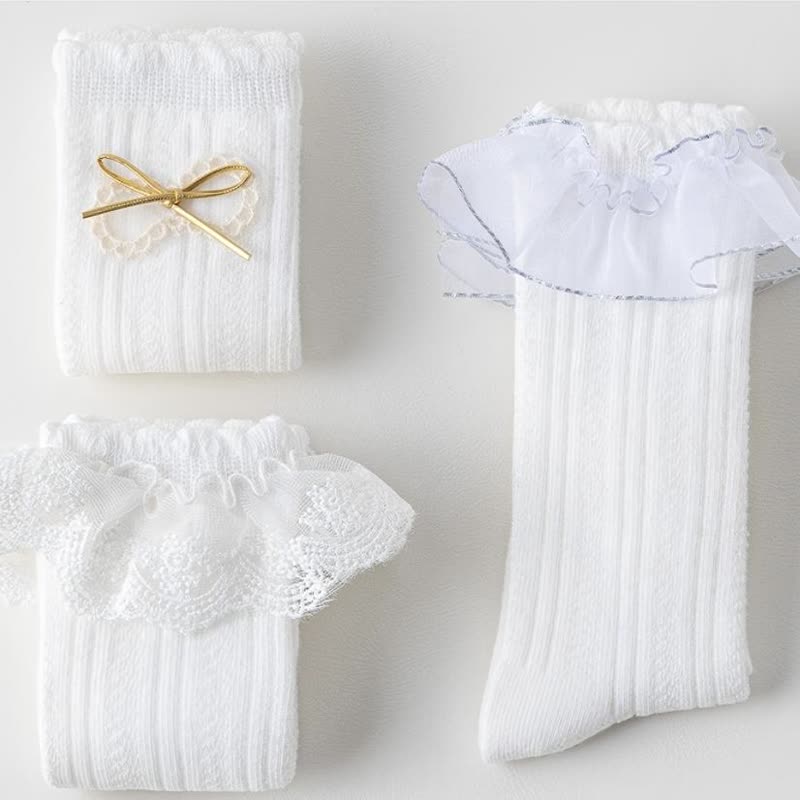 Solid Stitching Lace Socks - image 1