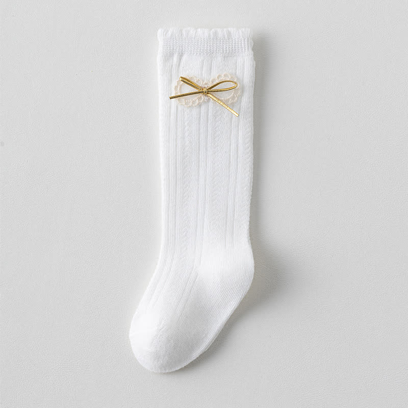 Solid Stitching Lace Socks - Bow Socks - 3-5Y - image 6