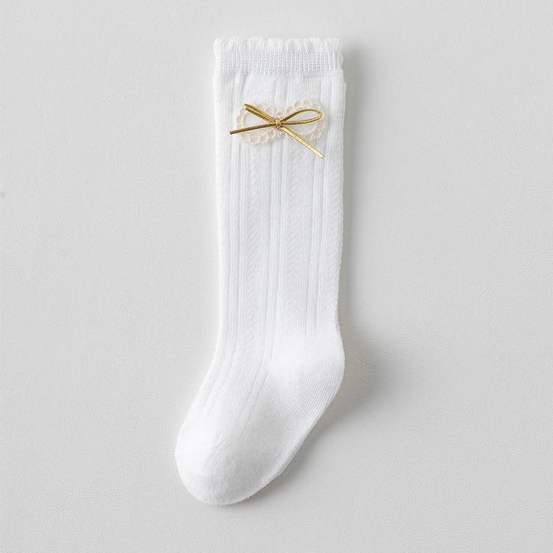 Solid Stitching Lace Socks - Bow Socks - 3-5Y - image 6