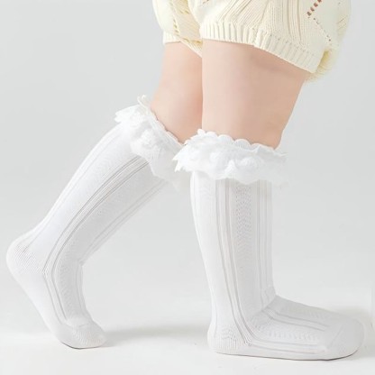 Solid Stitching Lace Socks - image 5