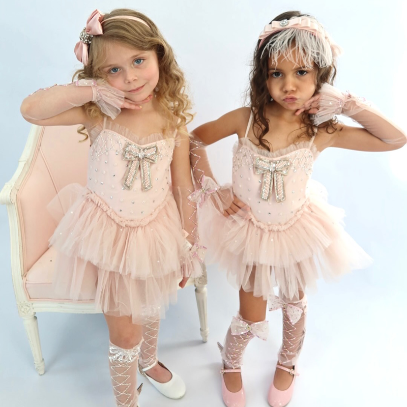 Mesh Bow Hot Drilling Sleeveless Short Dresses - image 2