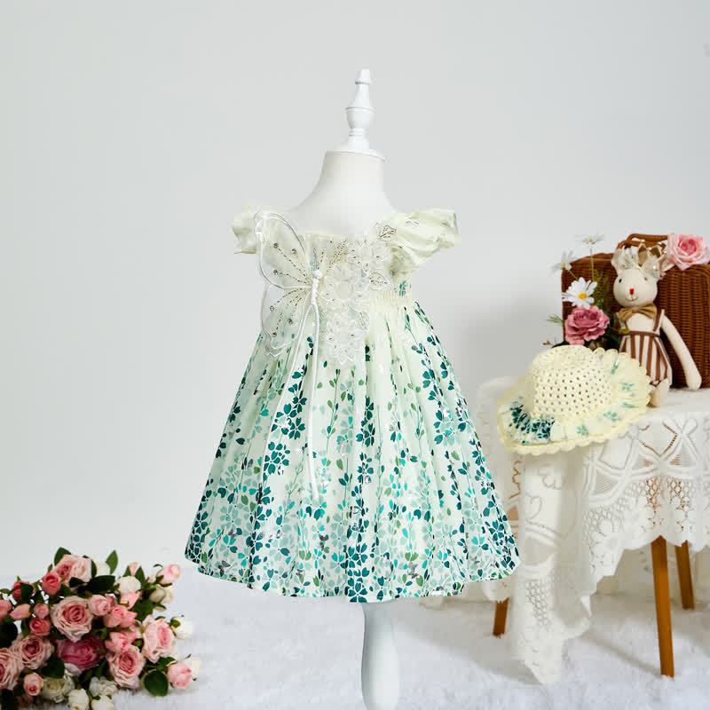 Chiffon Butterfly Sleeveless Midi Dresses With Hat - Floral Dress With Hat - 11-12Y - image 1