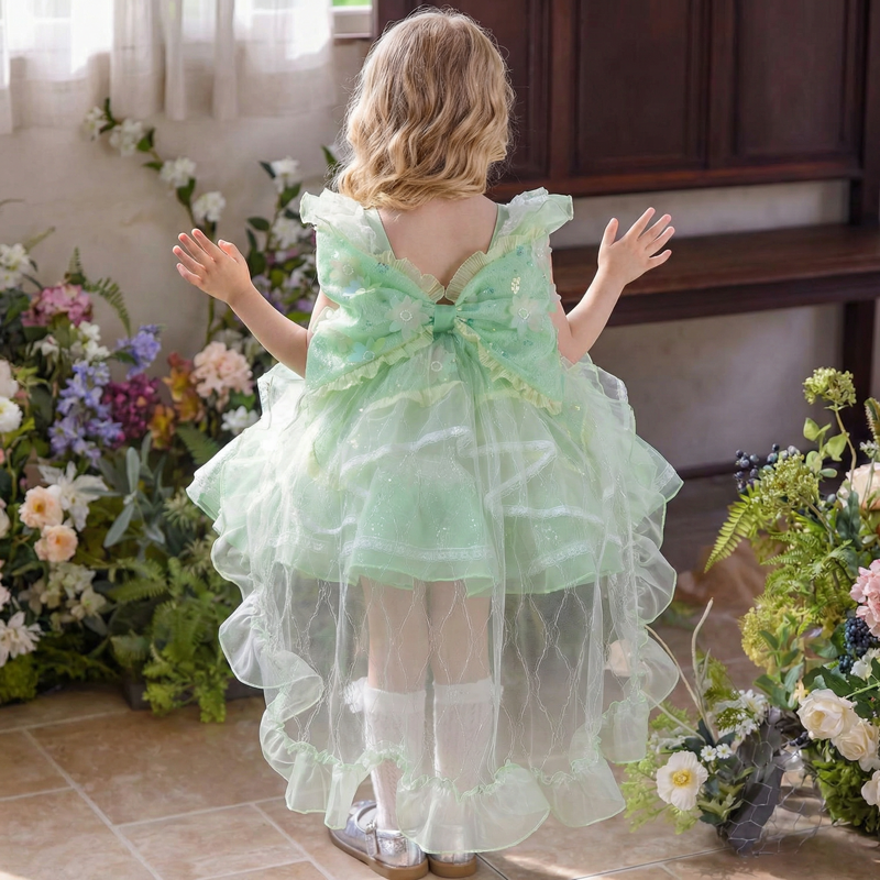 Organza Lace Edge Cap Sleeve Short Dresses Without Headband - image 6