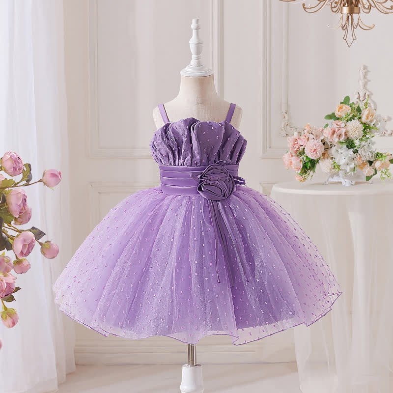 Jacquard Mesh Rosette Cap Sleeveless Short Dresses - image 2