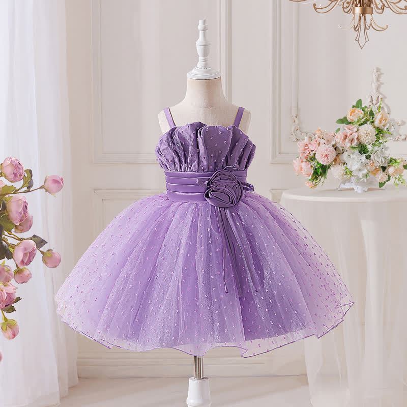 Jacquard Mesh Rosette Cap Sleeveless Short Dresses - image 2