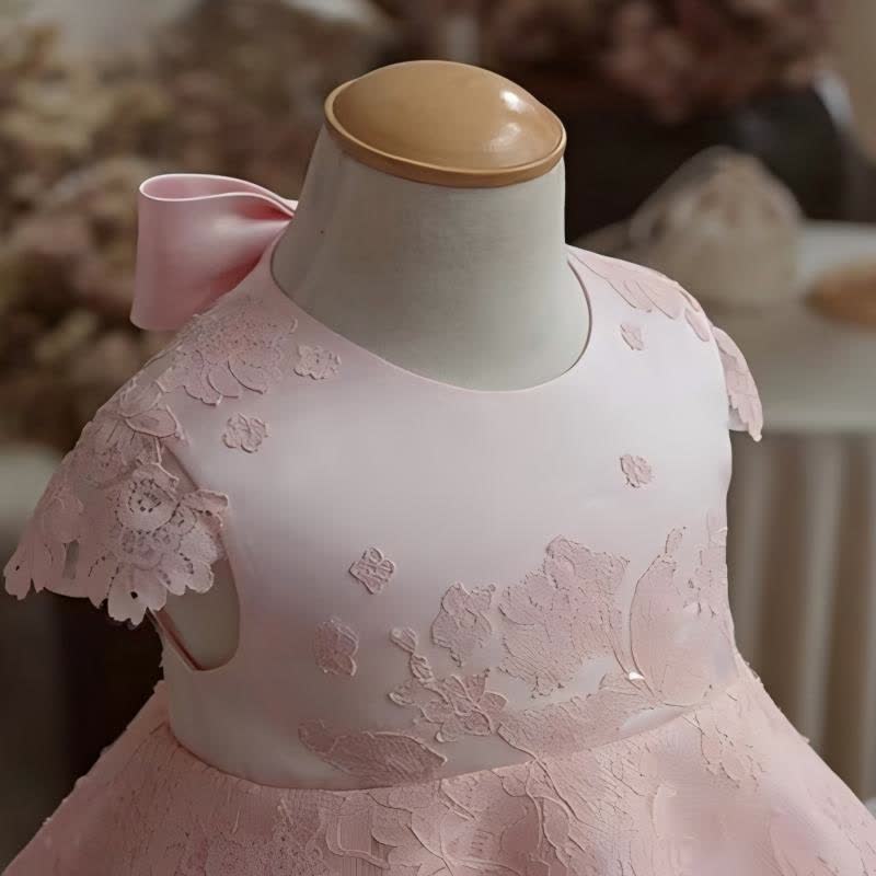 Lace & Satin Lace Folds Cap Sleeve Short Dresses - image 4