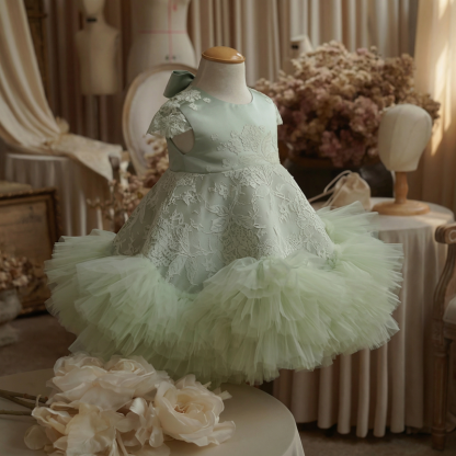 Lace & Satin Lace Folds Cap Sleeve Short Dresses - image 6