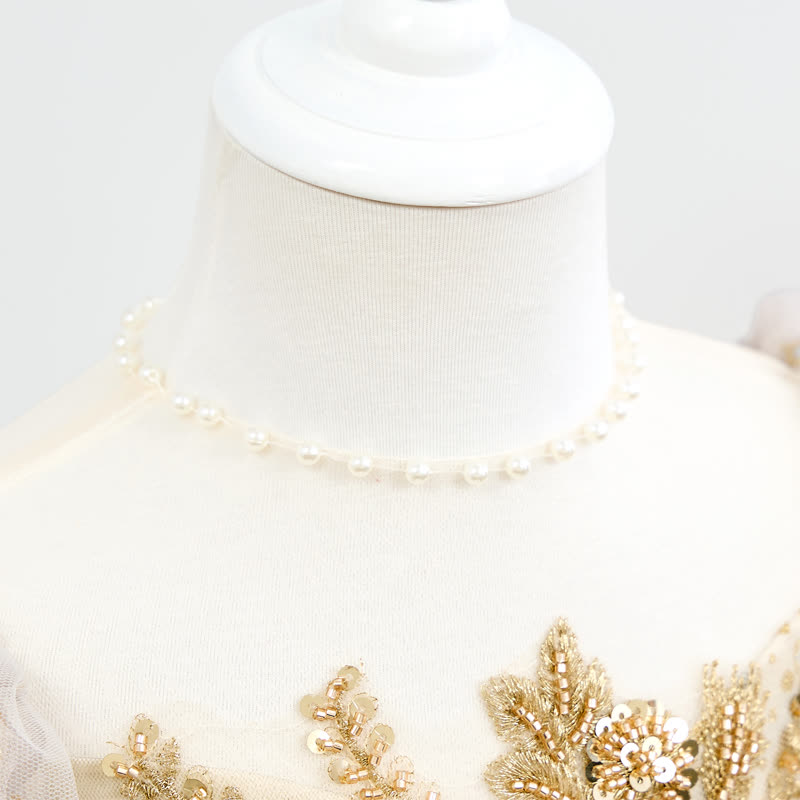 Mesh Embroidery Short Sleeve Short Dresses - image 7