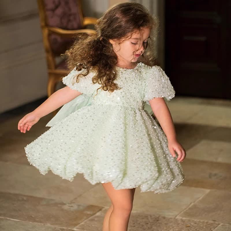 Glitter Sequins Short Sleeve Midi Dresses - image 2