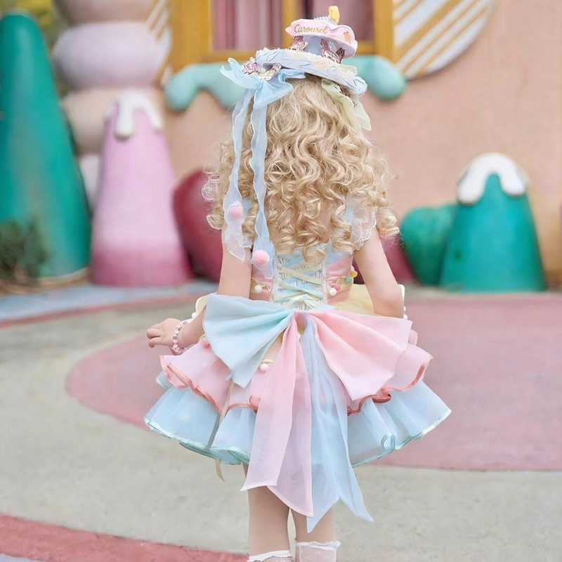Organza 
Fuzzy Ball Embroidery Bow

 Cap Sleeve Short Dresses - image 6