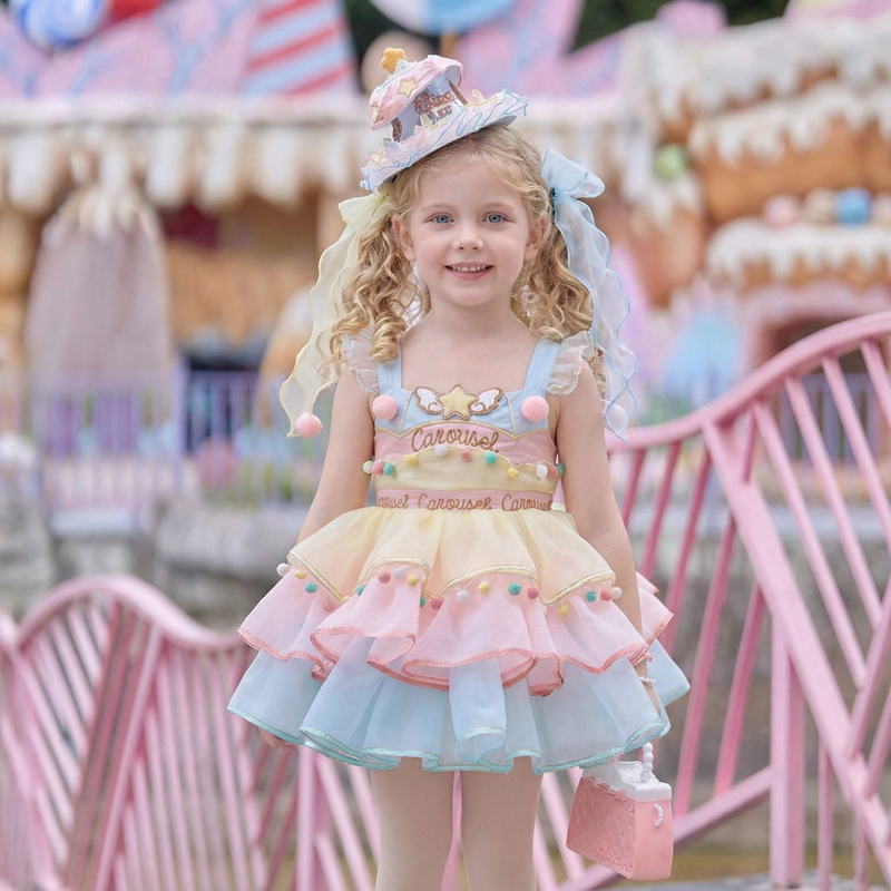 Organza 
Fuzzy Ball Embroidery Bow

 Cap Sleeve Short Dresses - image 4