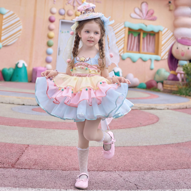 Organza 
Fuzzy Ball Embroidery Bow

 Cap Sleeve Short Dresses - image 3