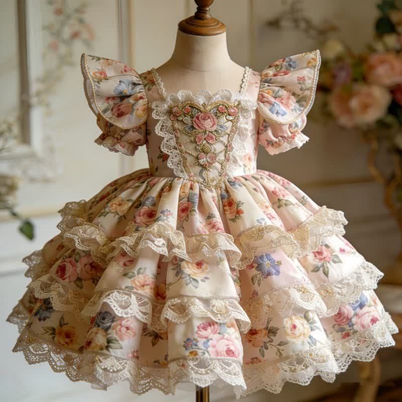 Polyester Cotton Lace Edge Short Sleeve Short Dresses - image 4