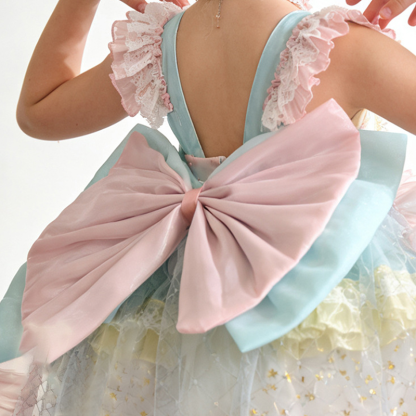 Organza Bow  Embroidery Cap Sleeve Short Dresses - image 6