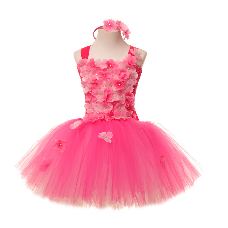 Mesh Split Joint Sleeveless Midi Dresses - Light Pink-Magenta W/Headband - 9-10Y - image 5