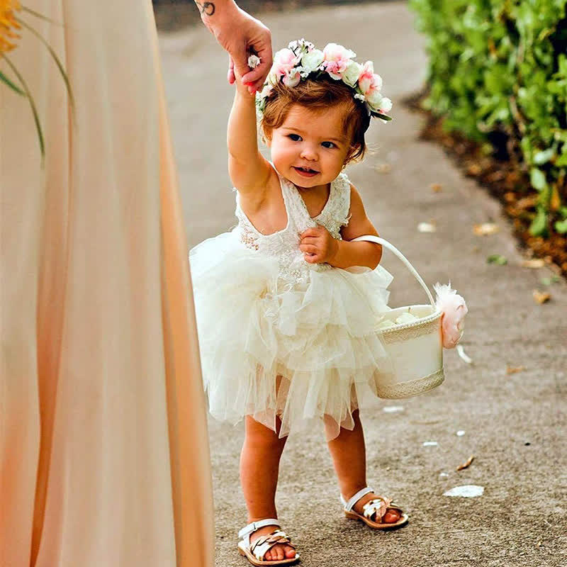 Mesh Split Joint Sleeveless Midi Dresses - Apricot - 10-12Y - image 1