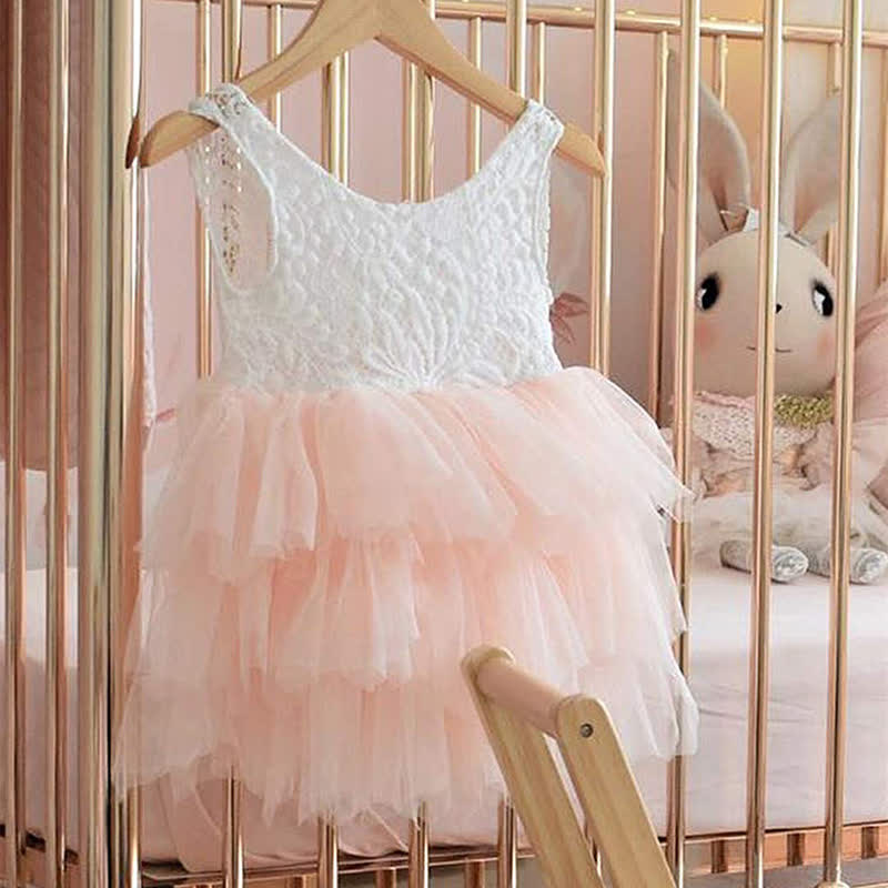 Mesh Split Joint Sleeveless Midi Dresses - Pink - 10-12Y - image 10