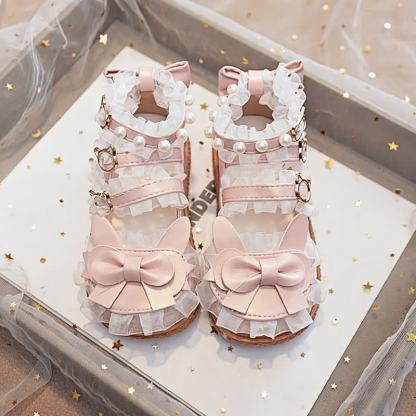 Solid Bow Pearl Open Toe Sandals - image 4