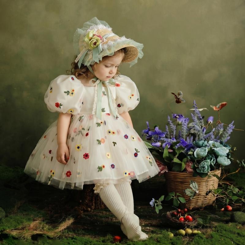 Satin Floral-embroidered Short Sleeve Midi Dresses - image 2