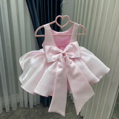 Satin Rosette Sleeveless Short Dresses - image 7