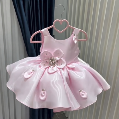 Satin Rosette Sleeveless Short Dresses - image 2