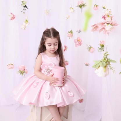 Satin Rosette Sleeveless Short Dresses - image 4