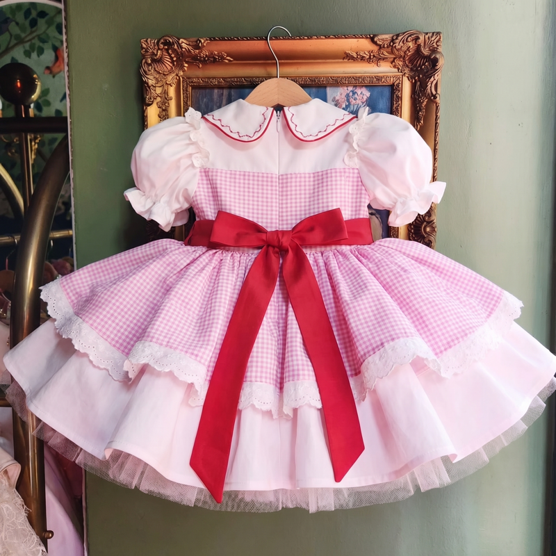 100% Cotton Embroidery Bow Short Sleeve Midi Dresses - image 5