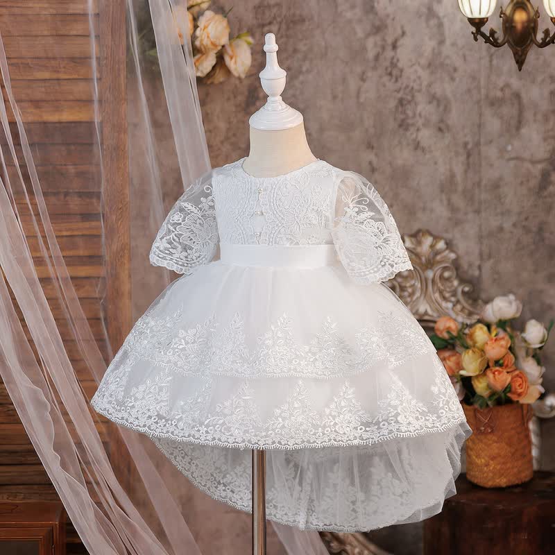 Mesh Bow Half Sleeve Midi Dresses - image 3