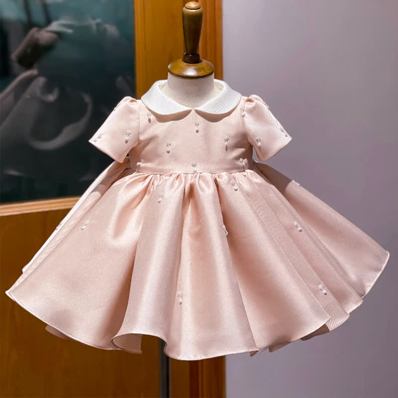 Satin Pearl Short Sleeve Midi Dresses - image 2