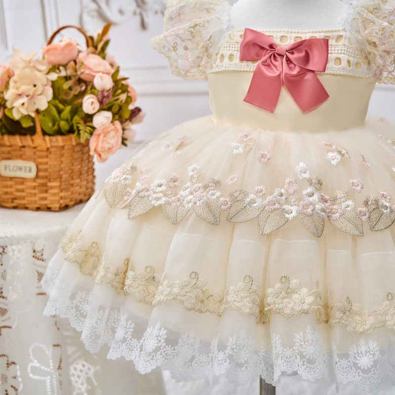 Mesh Bow Cap Sleeve Midi Dresses - image 6