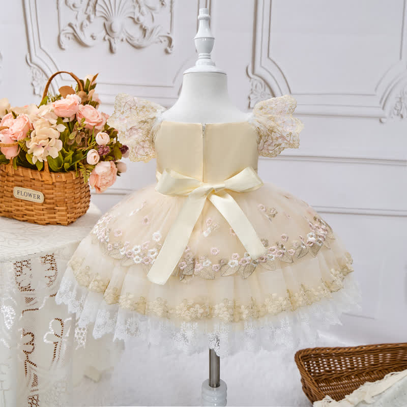 Mesh Bow Cap Sleeve Midi Dresses - image 3