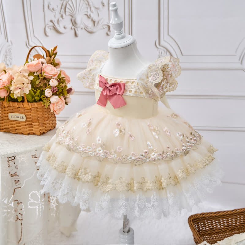Mesh Bow Cap Sleeve Midi Dresses - image 4