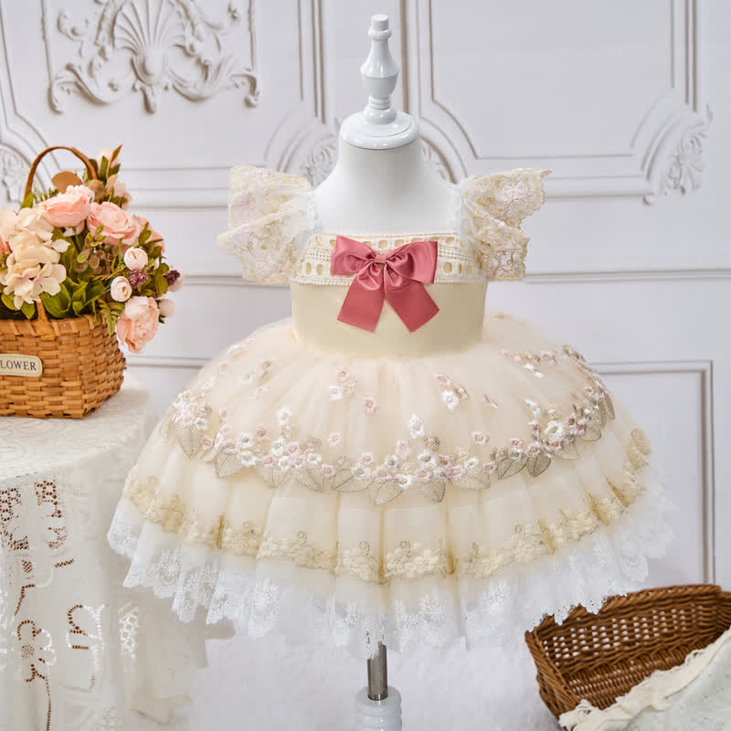 Mesh Bow Cap Sleeve Midi Dresses - image 2