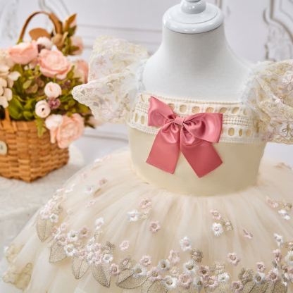 Mesh Bow Cap Sleeve Midi Dresses - image 7