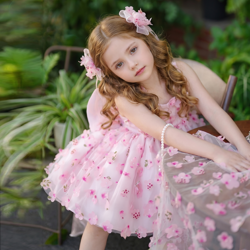 Embroidery Mesh Rosette Bow Sleeveless Short Dresses - image 3