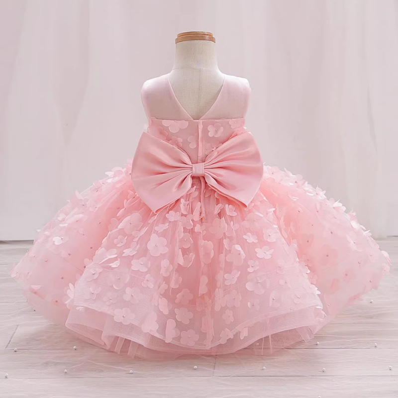 Embroidery Mesh Rosette Bow Sleeveless Short Dresses - image 3