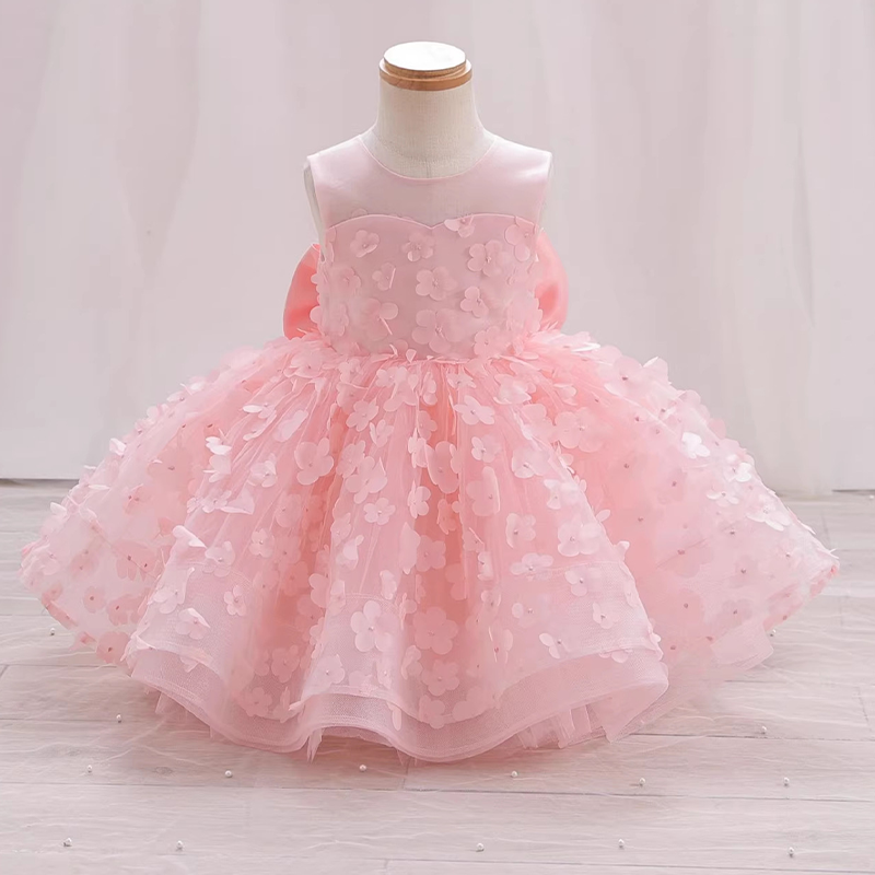 Embroidery Mesh Rosette Bow Sleeveless Short Dresses - image 2