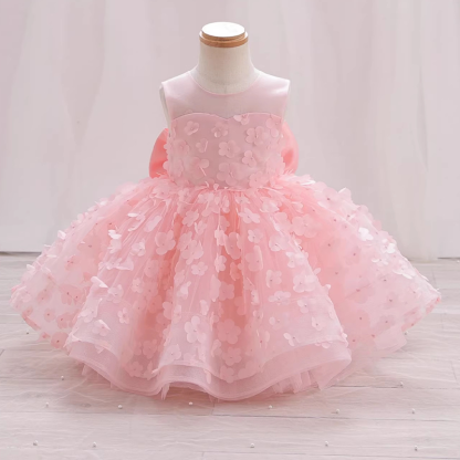 Embroidery Mesh Rosette Bow Sleeveless Short Dresses - image 2