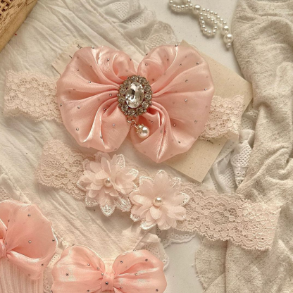 Solid With Rhinestones Headband And Socks - image 2