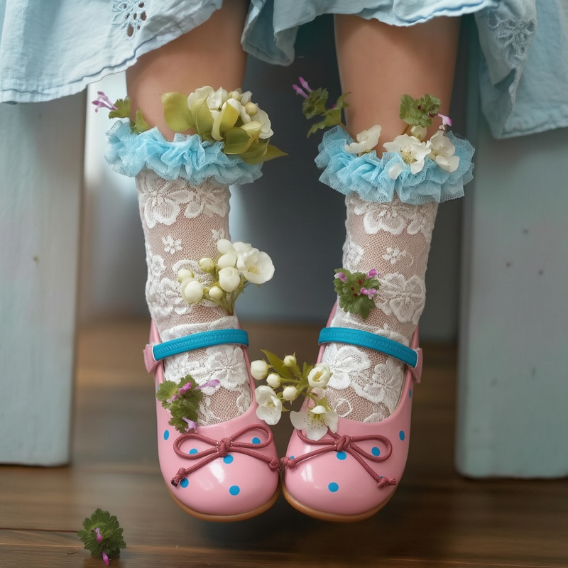 Polka Dots Bow Round Toe Mary Janes - Rose - 21.1cm - image 1