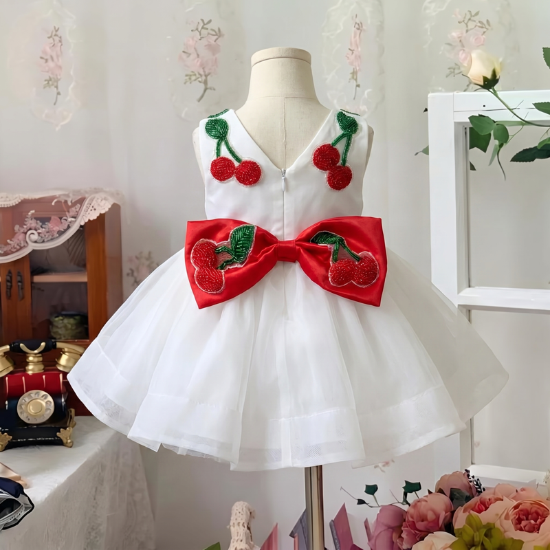 Organza Bow Beaded Sleeveless 
Short Dresses - image 3